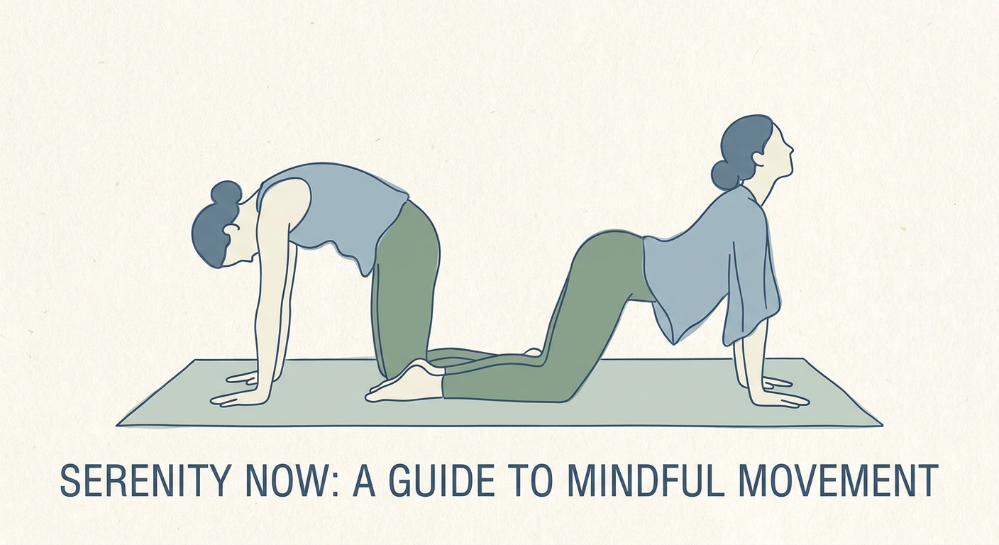 Woman practicing yoga Cat-Cow pose for spinal flexibility and stress relief