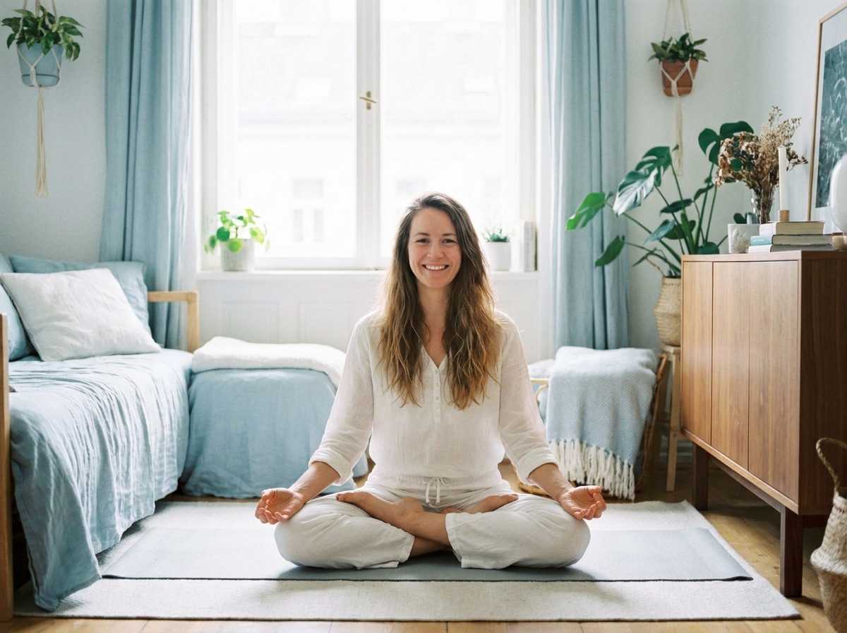 Yoga em casa para iniciantes — pratique com Luzia Vital e o Vitalizen App Yoga em casa para iniciantes — prática curta de autocuidado com Vitalizen App