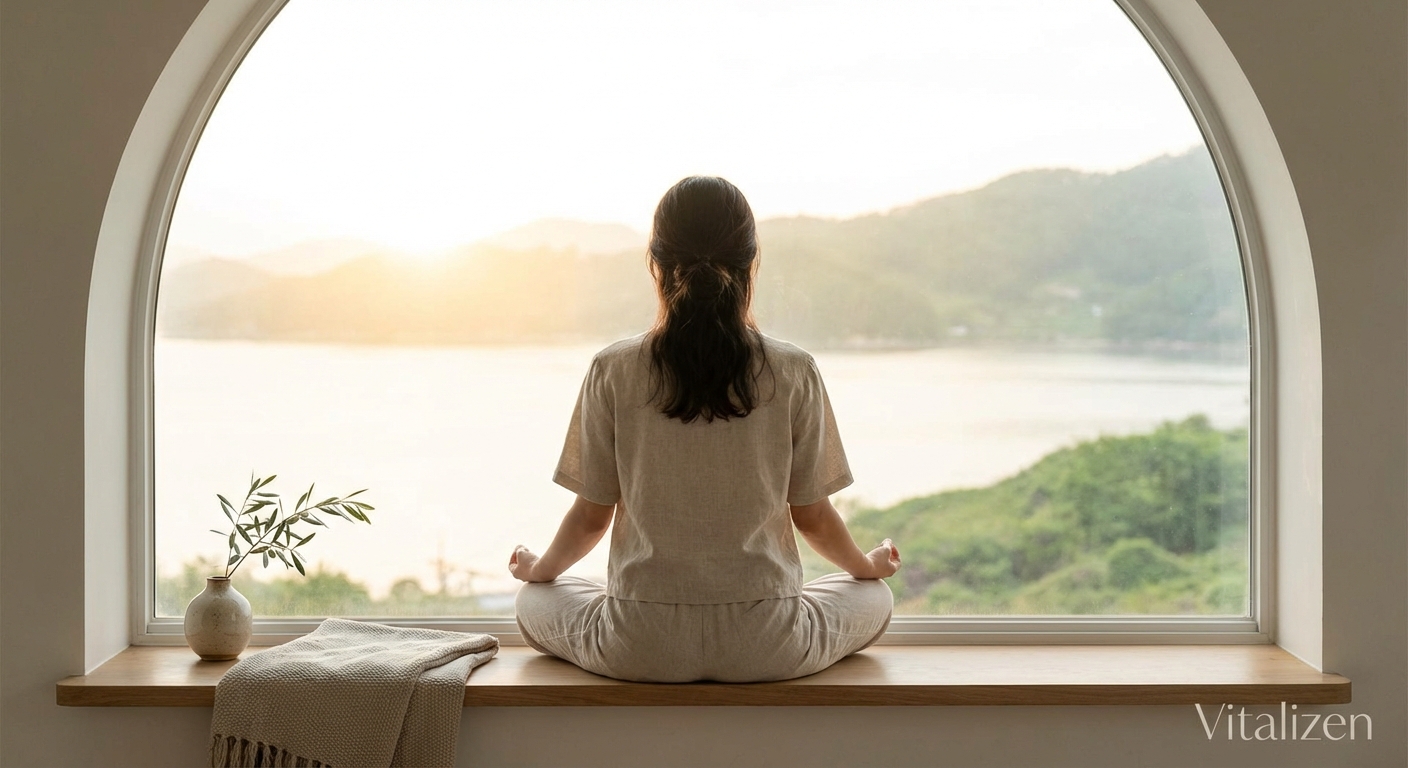 Mulher praticando yoga para iniciantes em casa com tapete e roupa confortável