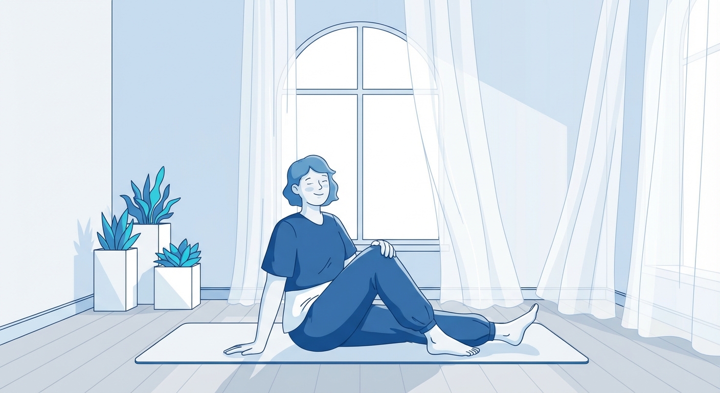 Pessoa praticando yoga e meditação em ambiente calmo