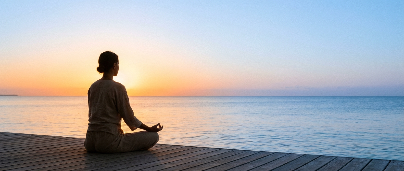 Mulher praticando yoga em ambiente tranquilo e iluminado