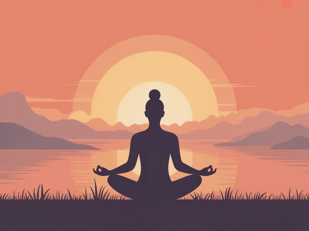 A person meditating peacefully, illustrating a balanced life achieved through yoga and meditation.