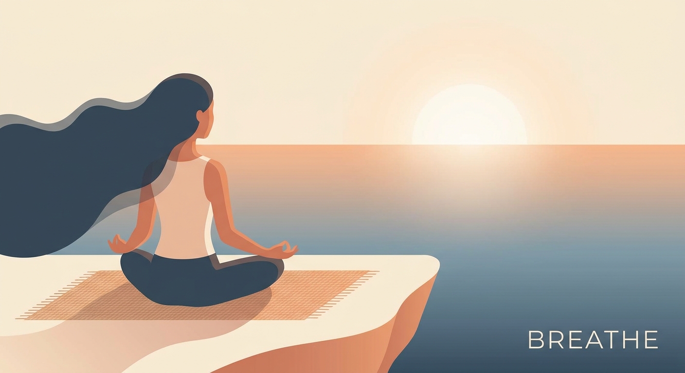 Woman meditating at sunrise by the ocean - Yoga and Meditation for Beginners