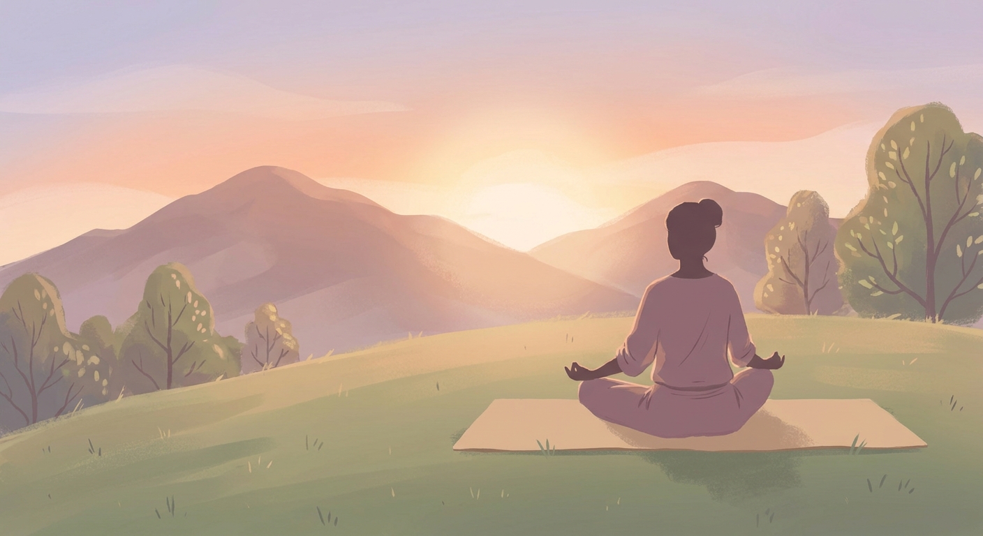 Person meditating in lotus pose at sunrise - yoga and meditation for beginners