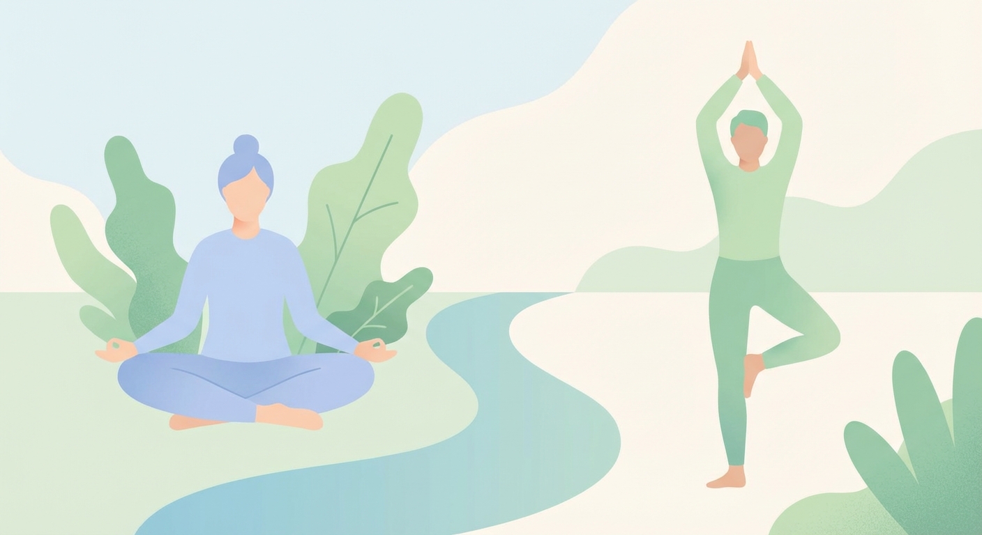 Person practicing yoga and meditation for beginners in peaceful home setting