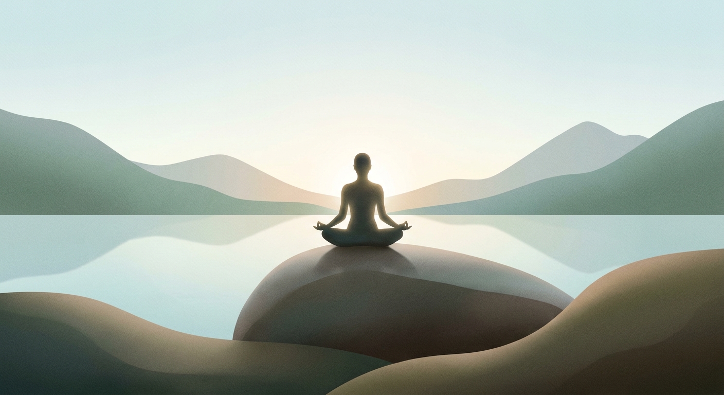 Person practicing yoga and meditation in serene outdoor setting demonstrating mind-body wellness synergy