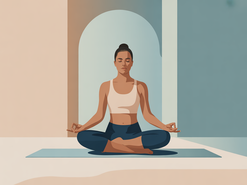 A guide to yoga and meditation for 2025, showing a serene person practicing with the Vitalizen App.