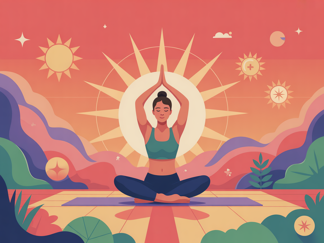 Mulher praticando yoga em um ambiente sereno, simbolizando o yoga e movimento corporal para a elevação da consciência.