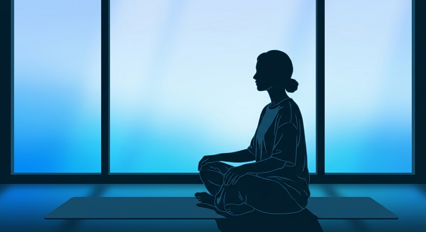 Pessoa jovem meditando em casa, iniciando no yoga com o Vitalizen App