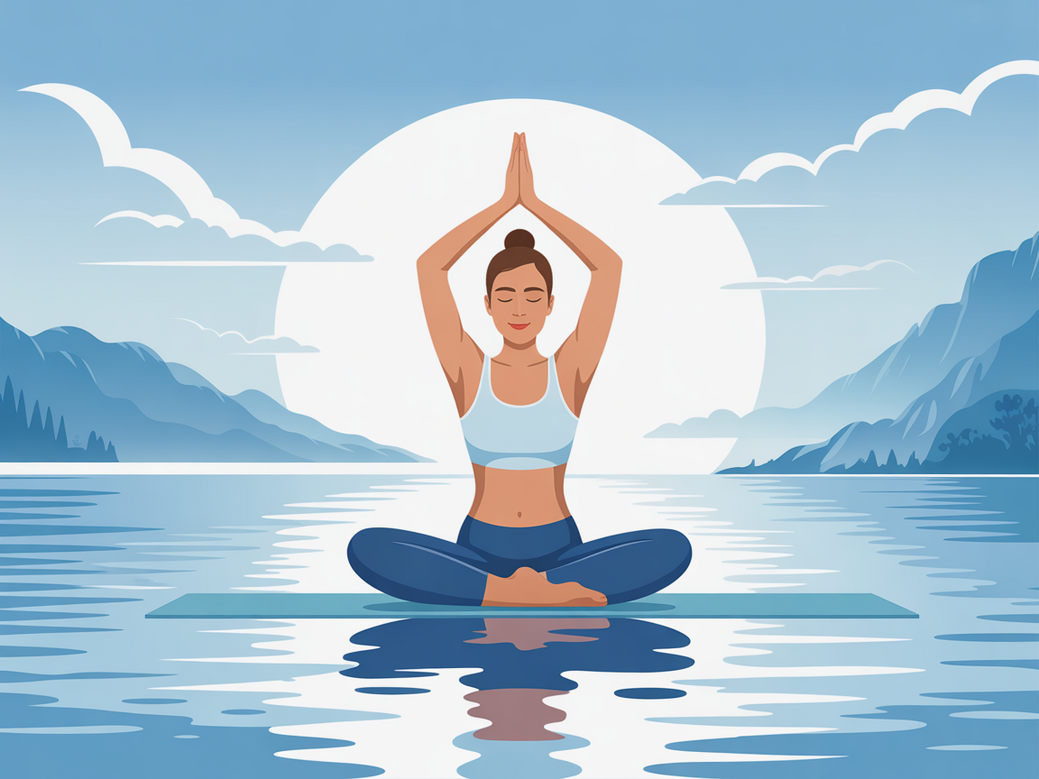 Mulher praticando yoga suave em um ambiente tranquilo como forma de lidar com o luto.