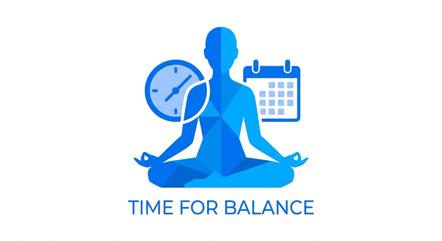 Ilustração de calendário e relógio com yoga representando como um app de yoga para iniciantes se adapta à rotina corrida