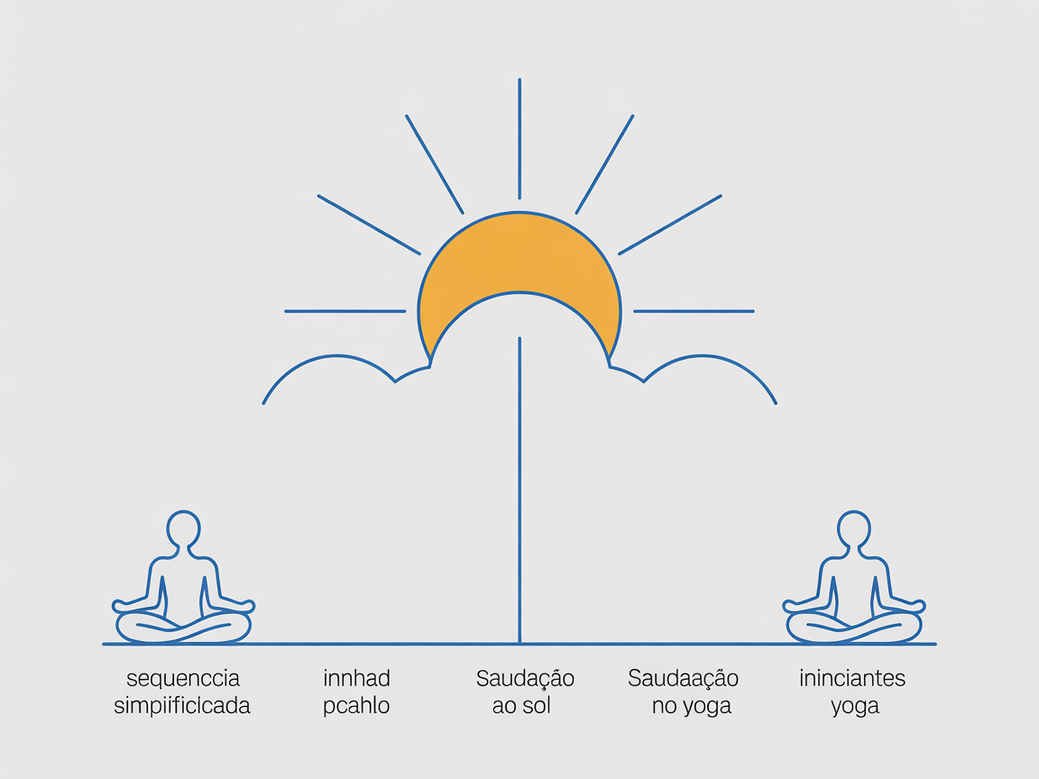 Infográfico da Saudação ao Sol Simplificada, uma sequência de movimento corporal no yoga