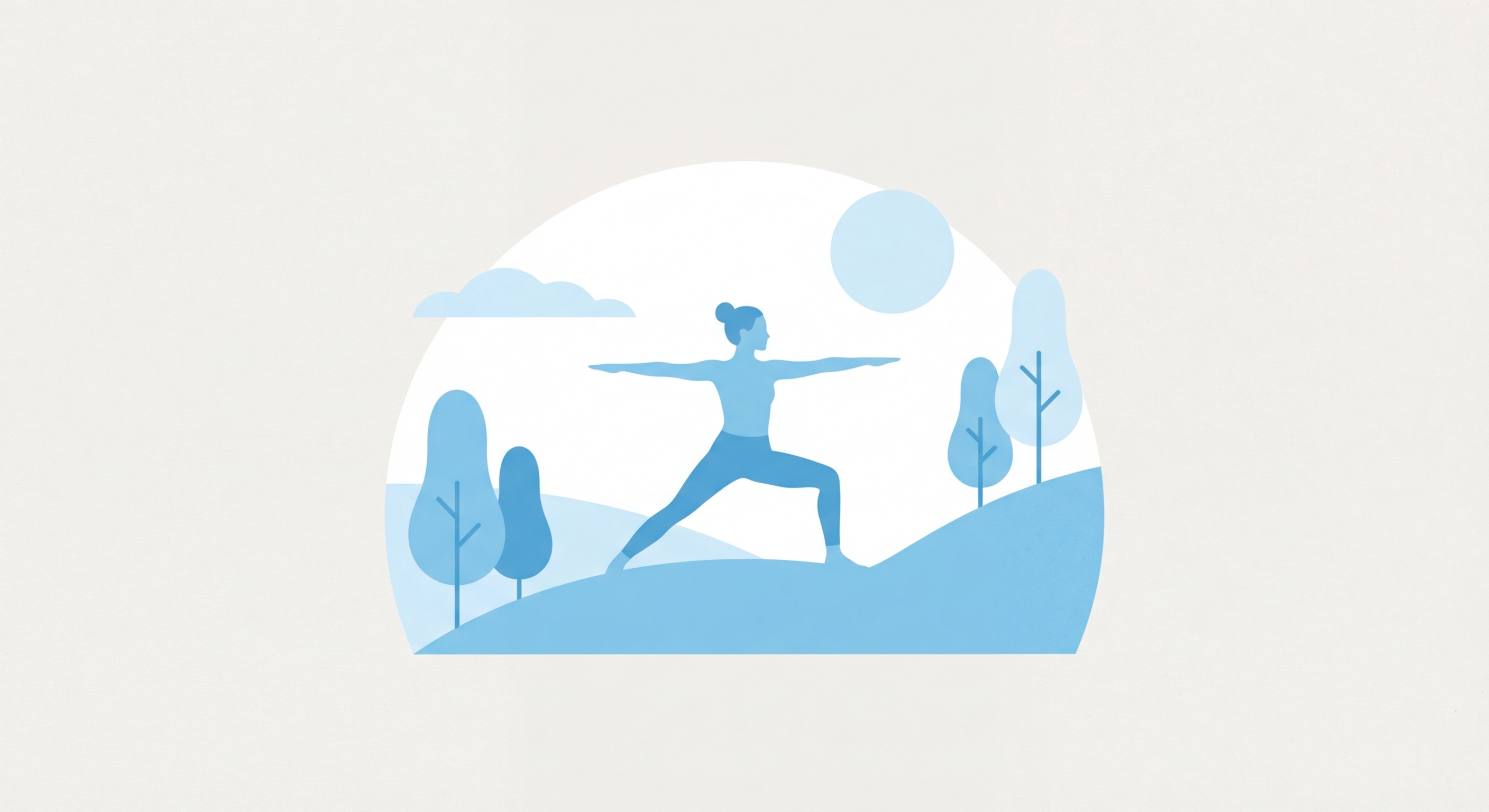 Mulher praticando yoga na postura Guerreiro II em ambiente natural