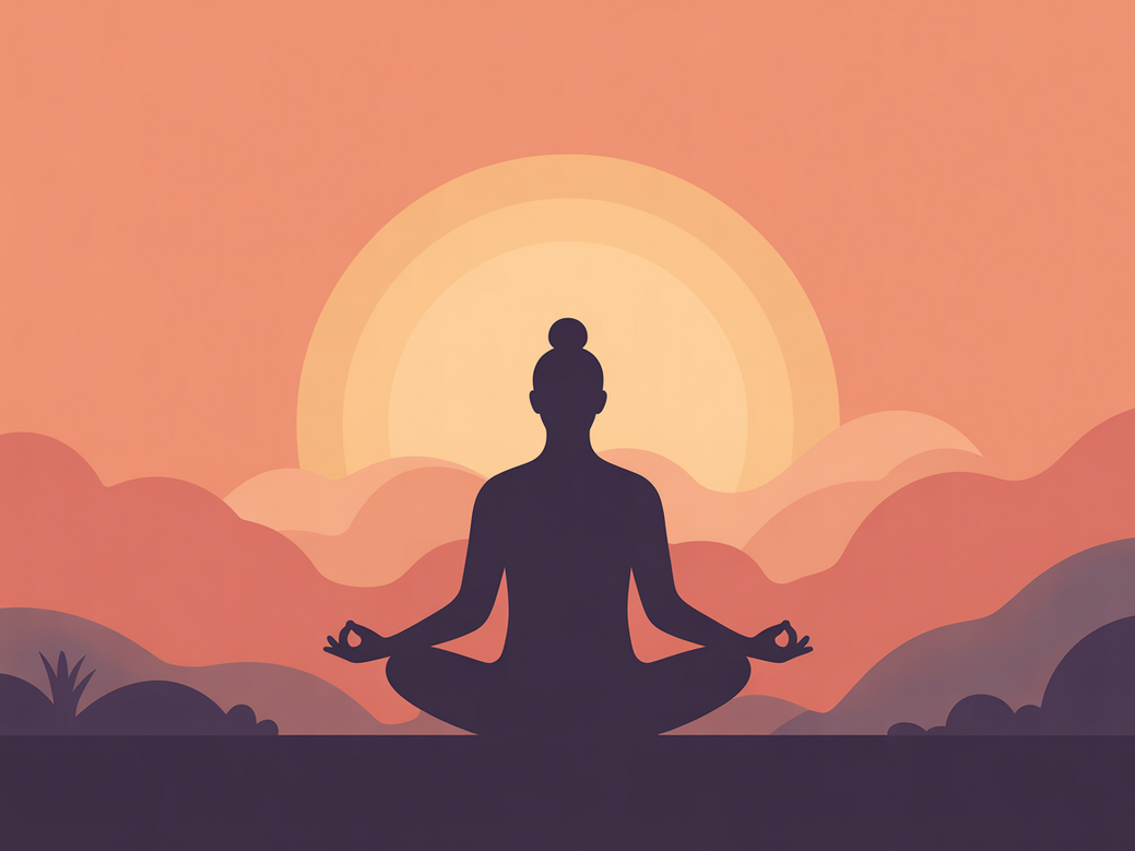 A person practicing yoga and meditation at sunrise, symbolizing health transformation.