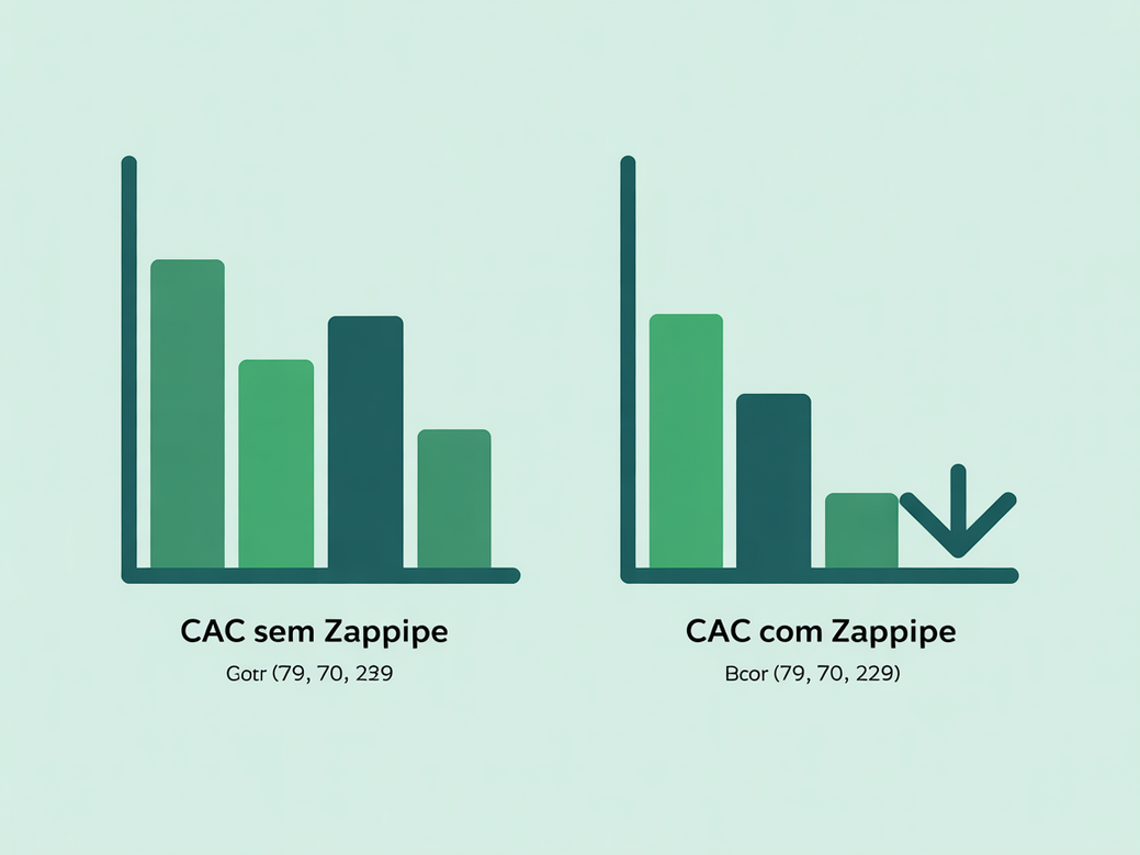 Gráfico mostrando a redução do Custo de Aquisição de Clientes (CAC) com inbound marketing usando o Zappipe