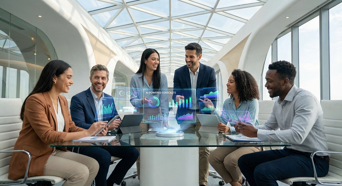 Equipe de vendas moderna utilizando o melhor CRM 2026 com Inteligência Artificial para otimizar processos comerciais