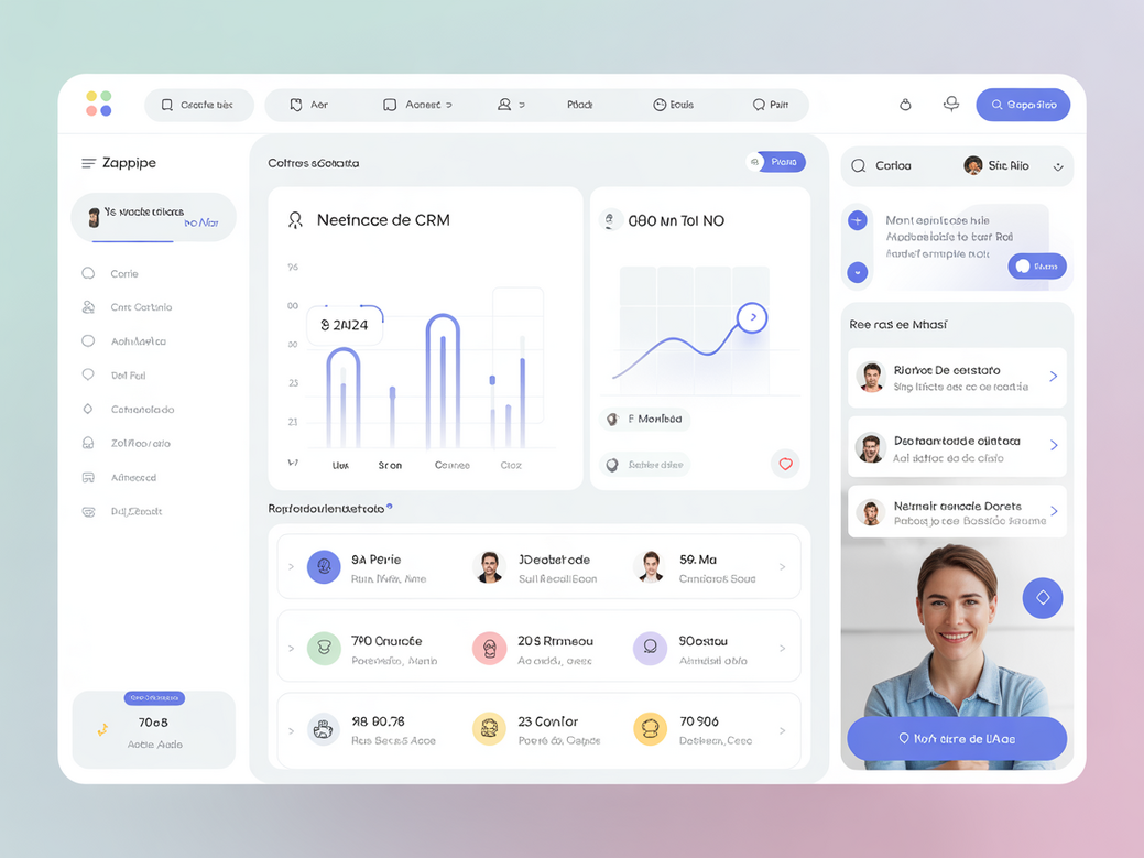 Dashboard do Zappipe, um CRM com IA, mostrando métricas de leads qualificados e atividade dos agentes de IA.