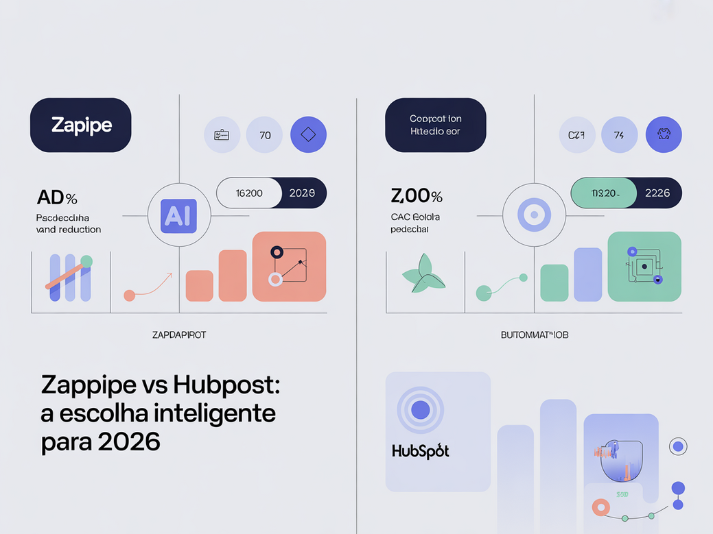Infográfico comparando Zappipe vs Hubspot e como um CRM com IA é a escolha inteligente para 2026 para reduzir o CAC.