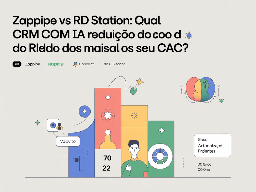Infográfico comparativo Zappipe vs RD Station com foco na redução de CAC usando um CRM com IA.